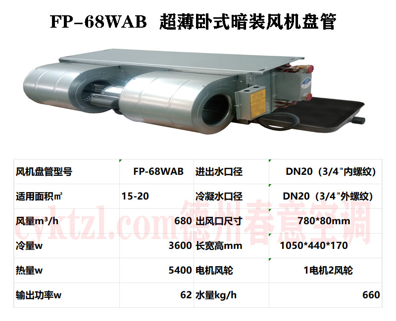 河南FP-68WAB超薄臥式暗裝風機盤管