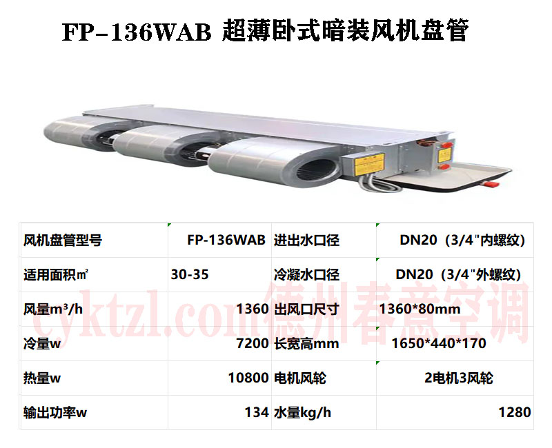 河南FP-136WAB超薄臥式暗裝風機盤管